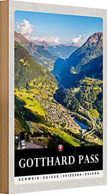 Produktbild von Holzschild Reise 20x30cm Gotthard Pass Wanderung Natur Wälder
