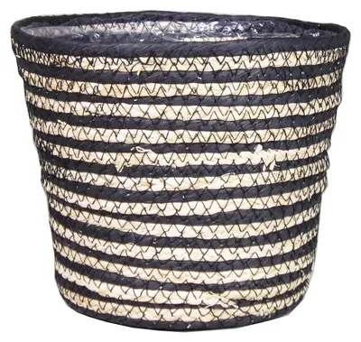 Produktbild von Bela Arte Pflanzentopf - Rattan - natur und schwarz - 22 x 20 cm