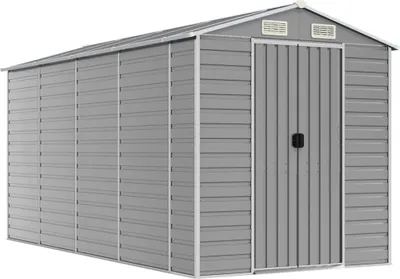 Produktbild von vidaXL Gartenhaus Hellgrau 191x385x198 cm Verzinkter Stahl