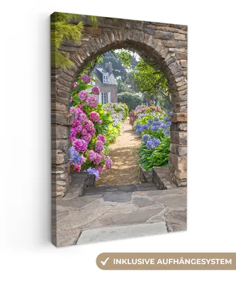 Obrázok produktu pre MuchoWow® - Plátno - Kvety - Hortenzie - Leto, nástenný obraz, nástenné dekorácie obrazy obývacia izba, 80x120cm