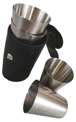 Shot-Gläser aus Edelstahl, 30 ml, 5-teilig mit Ledertasche