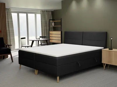 Produktbild von FEDVE Boxspringbett Schlafzimmerbett MUDAN mit 2 Bettkästen, Doppelbett mit Bonell-Matratze und Topper 140x200