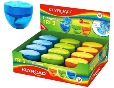 Immagine prodotto di Temperamatite triplo Keyroad Tri Plus, in plastica, con coperchio