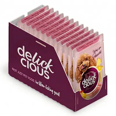 Produktbild von Delickcious Hunde-Nassfutter Truthahn & Tropenfrucht, 12x80 g