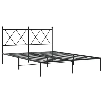Produktbild von Bettgestell mit Kopfteil Metall Schwarz 140x190 cm