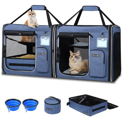 Immagine prodotto di Petskd Lettiera portatile per gatti, modello doppio (blu)