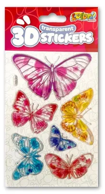 Productafbeelding van 3D-stickers, transparant, met zes vlinders