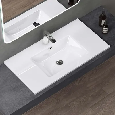 Produktbild von doporro Waschbecken Einbauwaschbecken mineralguss 90x48x12 cm Design Einbauwaschbecken anthrazit matt, Waschbecken, Waschtisch, Handwaschbecken Col02