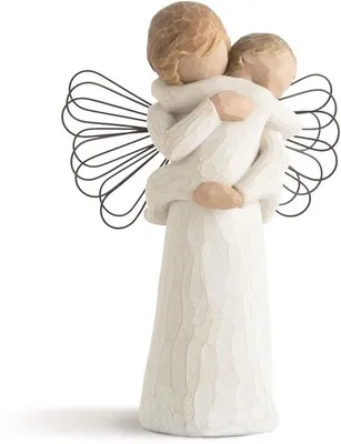 Image de Unyqoos® Figur en résine "Étreinte" – figurine décorative artisanale, imitation sculpture sur bois, 14 cm, idéale pour le salon, la chambre et l'entrée