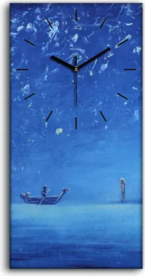Produktbild von Dekor Leinwand Uhr Wandbilder 30x60 Gemälde Abstrakte Kunst Boot Nacht auf See - schwarze Hände