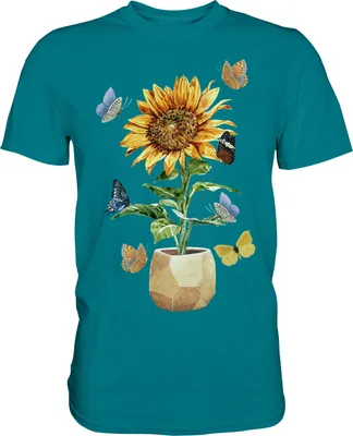 Produktbild von Schmetterling Sonnenblumen Shirt Gärtner Geschenk Garten – Diva Blue / L