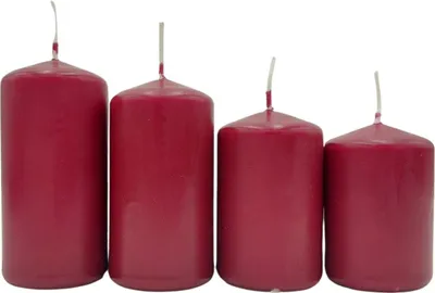 Produktbild von 4er-Set Adventskerzen bordeaux Stumpenkerzen Weihnachtskerze Stufenkerzen Stumpen Kerze