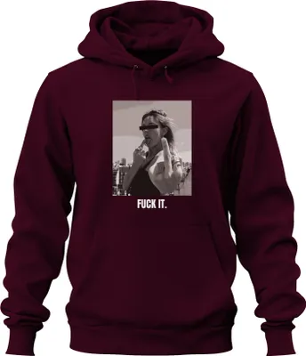Zdjęcie produktu dla Fuck It Middle Finger Rebel Statement Sarcasm Streetwear Uni Bluza z kapturem, bordowy, S