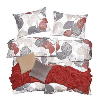 Obrázek produktu pro SCANquilt povlečení KLASIK DESIGN leaves bílošedorezavá 100% bavlna 140 x 220/70 x 90 cm