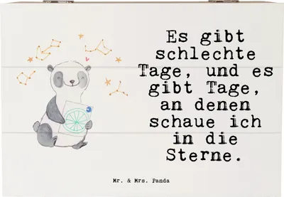 Produktbild von Mr. & Mrs. Panda Geschenkbox Panda Astrologie 22 x 15 cm - Weiß - Geschenk, geschenkkiste, Sternbilder, Horoskop, holzschachtel, kiste holz, mit Deckel, Schatulle, Box