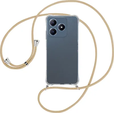 Produktbild von Handykette Backcover-Schutzhülle mit Band (Metall silberfarben) für Realme C63 4G - caramel