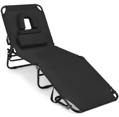 Obrázek produktu pro Skládací lehátko s nastavitelnou opěrkou NP10947DK, 63 x 194 x 37 cm, černé