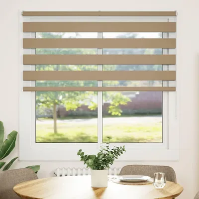 Immagine prodotto di vidaXL Tenda a rullo doppia, marrone sabbia, 145x150 cm, larghezza del tessuto 140,9 cm, poliestere