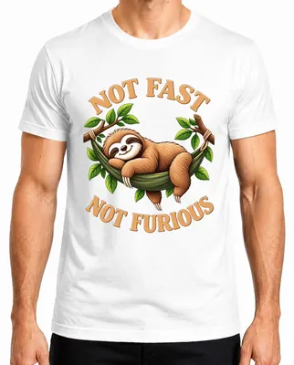 Imagen del producto de Camiseta para hombre, diseño "Perezoso, no rápido, no furioso", color blanco, talla XXL