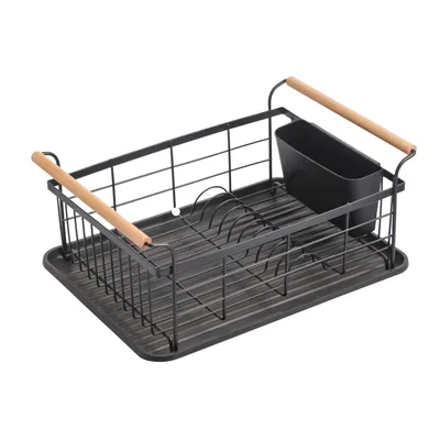 Produktbild von MSV Abtropfgestell Geschirrabtropfgestell, Abtropfgitter, Geschirr Abtropfkorb, Abtropfständer, Abtropfschale, Geschirrabtropfständer, Geschirrabtropfkorb, Farbe: Schwarz matt Bambus