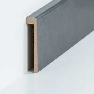 Produktbild von Abdeckleiste für Fliesenabschluss bis 85 mm (MDF foliert / 720.96.13.85.46) - Farbe: Stahl natur