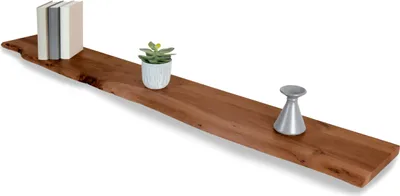 Produktbild von Wandregal Amanda, Akazienholz massiv, nussbaumfarben & lackiert, Holzregal/Steckboard mit Baumkante, 150x20 cm Regal