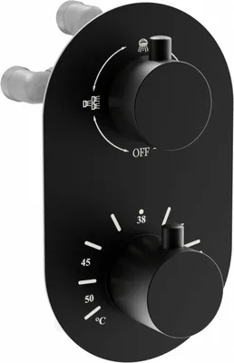 Produktbild von Mexen Kai Thermostat-Wannen-/Duschbatterie mit 3 Ausgängen, Schwarz - 77602-70