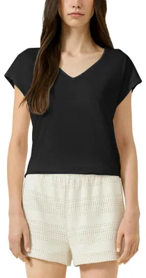 Zdjęcie produktu dla T-shirt damski s.Oliver – krój luźny, dekolt w kształcie litery V, rękawy raglanowe