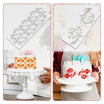 Produktbild von Tortenschablonen, 16 Stück für Kuchen Dekoration, Schablonen für DIY Buttercreme und Fondant