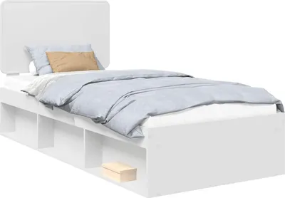 Image de Cadre de lit Blanc 90 x 200 cm Bois de pin massif