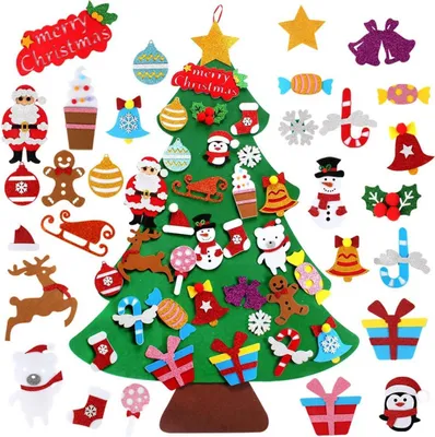 Produktbild von Filz Weihnachtsbaum Kinder DIY Goldpulver 28 Ornamente 39 Zoll
