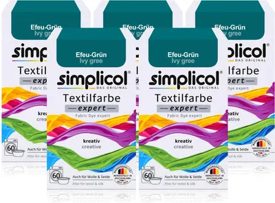 Produktbild von Simplicol Textilfarbe expert Efeu-Grün 150g - Farbe zum Färben (5er Pack)