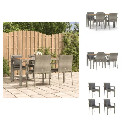 Produktbild von vidaXL 5-tlg. Garten-Essgruppe mit Kissen Grau Poly Rattan -  Gartenmöbel-Sets