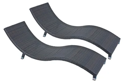 Produktbild von Sonnenliege ALICE 2er Set Coffee Kunststoff | Gartenliege Wellig Relaxliege Wetterfest