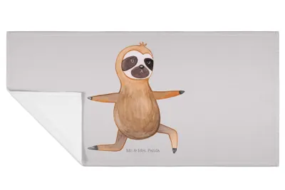 Produktbild von Mr. & Mrs. Panda Flauschtuch Faultier Yoga - Grau Pastell - Geschenk, Handtuch, Yogaübungen, Händehandtuch, gesichtstuch, Meditation, gesichtshandtuch, Baumwollhandtuch
