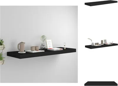Obrázok produktu pre vidaXL Plávajúca polica čierna 80x23,5x3,8 cm MDF - Nástenné police
