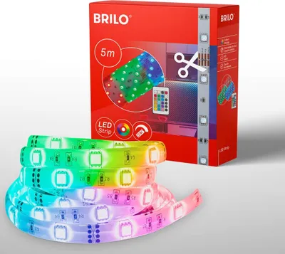 Produktbild von LED Stripe Dimmbar 5 Meter RGB Fernbedienung 24W weiß Kunststoff Briloner