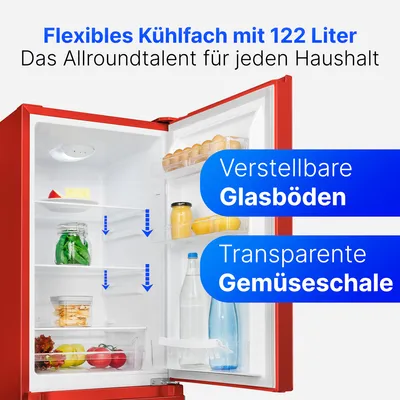 Produktbild von Bomann® Kühlschrank mit Gefrierfach | | 143cm | Kühl Gefrierkombination leise | Türanschlag wechselbar | 175L | KG 320.2 rot