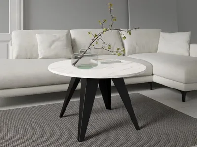 Immagine prodotto di Tavolino rotondo ORESTA - marmo nero / bianco