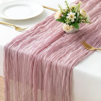 Produktbild von Tischläufer Musselin 55 x 300 cm Rosa Boho Gaze Käsetuch für Tischdeko
