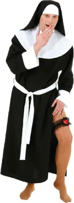 Produktbild von O7149-62-64 schwarz-weiß Herren Nonnen Kostüm Ordensfrau Kleid Gr.62-64