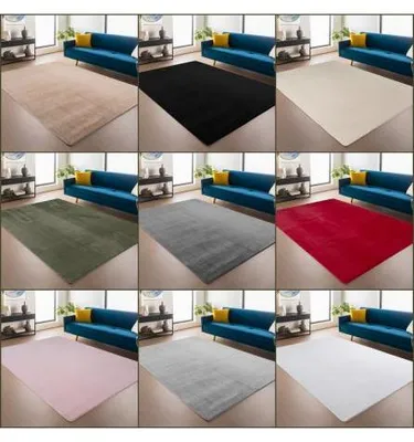 Produktbild von Moderner Teppich für Wohnzimmer, Schlafzimmer oder Küche. Weich, waschbar, rutschfest. 60 x 100 cm Beige
