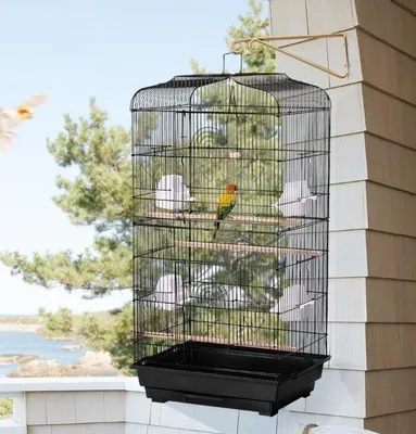 Produktbild von Vogelkäfig Vogelvoliere Vogelhaus Vogelkäfig 46×35×92cm Schwarz