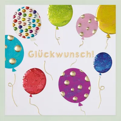 Produktbild von Allgemeine Wünsche Prisma Collection unverpackte Glückwunschkarte mit Briefumschlag bunte Luftballons Glückwunsch