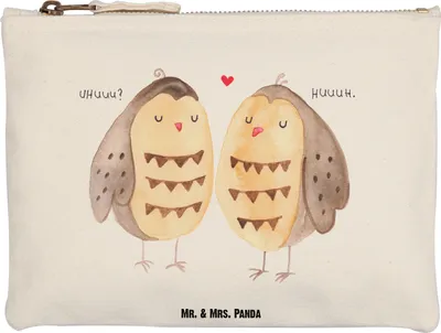 Produktbild von Mr. & Mrs. Panda Federmappe Eulen Liebe Grösse XL Große - Weiß - Geschenk, kosmetiktäschchen, Kulturbeutel, Mäppchen, Paar, Pouch, Eule, Hochzeit Spruch, Stifteetui