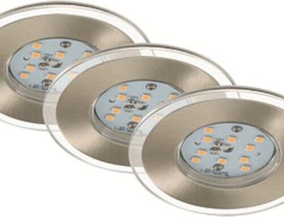 Briloner LED Einbauleuchten in Matt-nickel 3er-Set | IP44 4,5W 470LM 3000K Ø8CM