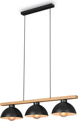 Zdjęcie produktu dla Lampa wisząca Lampa wisząca BRILONER LEUCHTEN POLA, 40 W, IP20, czarna, metal-drewno, bez 3x E27, 98 x 25 x 103,5 cm