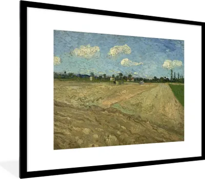Produktbild von MuchoWow® MuchoWow® Gerahmtes Poster Gepflügte Felder - Vincent van Gogh 80x60 cm - Poster mit zchwarzem Bilderrahmen - Schlafzimmer-Dekorationen - Fotoposter