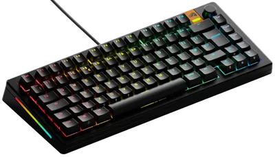 Immagine prodotto di Tastiera meccanica 65%, nera, layout UK QWERTY - Interruttori a effetto Hall - Connessione USB-C cablata - Illuminazione RGB