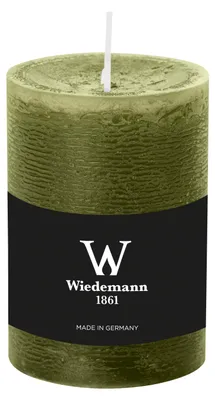 Produktbild von Stumpenkerze aus Paraffin, Olive, Marble Rustik, Wiedemann, 100/68 mm, Brenndauer ca. 42h, durchgefärbt